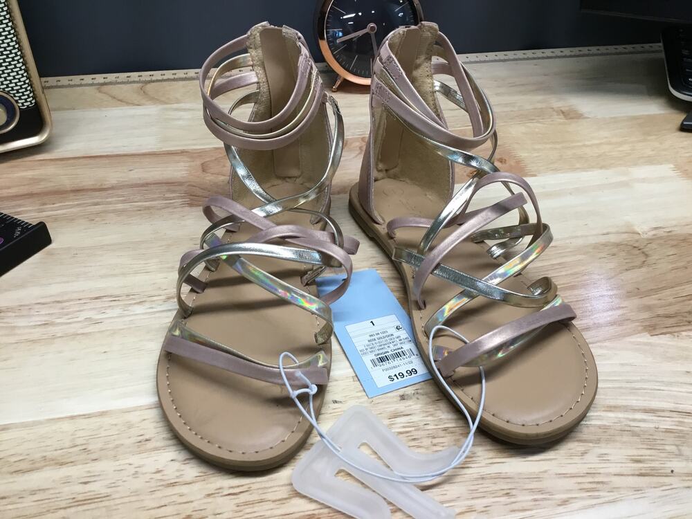Cat & Jack F00328241 Sandals Girls US 1 Size Rose Gold Dion Ankle Strap Zipper